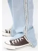 Männer Jeans IEFB Männer Tragen Neue Koreanische Mode Gerade Zipper Jeans 2022 Sommer Kontrast Farbe Casual Männliche Hosen High Street 9A4141 T221102
