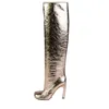 Boots Arden Furtado 2022 Весенние осенние дамы с шпильцами на каблуках женские ботинки фиолетовый синий коричневый коленый колено высокий большой размер 41 42 220906