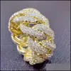 Pierścienie klastrowe pierścienie klastrowe luksusowy samca złota złota bling hip hop punkowy cyrkon pierścień kubańska sieć linków wyolbrzymiona artysta uliczny dla WO DH6KB