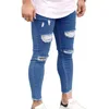 Calças masculinas Europeias e americanas 2022 Moda Casual Hole Ripped Stretch Skinny Jean lápis Motocicleta Jeans