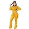 Nouveau automne femmes coréen argent plissé pantalon ensemble Sexy Streetwear exposé nombril à manches longues haut court 2 pièces tenues discothèque