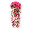 Flores decorativas Flores Violet Wall Ivy Hanging Basket Decor artificial Orquídea Via Videira do Dia dos Namorados Casamento