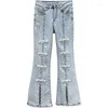 Jeans féminins 2022 Pantalon Spring Summer Split Denim Bell-Bottom Vêtements à la mode des femmes hautes taille diamant stress perlé sall skinny