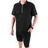 Tuta da uomo Set estivo con zip a quarti manica corta Tshirt Abiti Moda Abbigliamento Felpa Breath Comfort Uomo Y2211