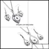 Boucles d'oreilles collier couleur argent bouton pression ensemble de bijoux 12Mm 18Mm pendentif boutons pression pour femmes Noosa Drop Delive Otpyn