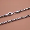 Ketten Echt 925 Sterling Silber Halskette Herren 3mm Breite Runde Weizen Link Vintage Schmuck 26 Zoll