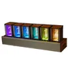 Bordklockor RGB Nixie Glow Tube Clock Metal Electronic Digital Watch Desk Desktop Lyxig LED Vakuum-rör Lamp presentidéer