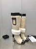 Botas por encima de la rodilla para mujer Botines de tacón para fiesta Mujer Diseñador de lujo Otoño Invierno Slip-on Moda Tobillo ... botas de cuero con diseño de felpa