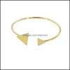 Bangle Bangle aankomen Verstelbare geometrische dubbele driehoek armband open ronde manchet feest goud kleur sier Banglesbangle drop levering dh1pe