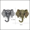 Pins Brooches Vintage Rhinestone Elephant Brooch Bronze Animal Brooches For Women Men Denim Suit Sweater Collar Pin Button Badge Br Dhy46