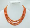 Choker Classic Sweet Perfect 3 rijen 6 mm oranje natuurlijke koraal ketting