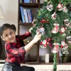 Decorações de Natal 9pcs/caixa pintada de madeira pendurada ornamento natal árvore Diy Craft Pingents Merry Decoration Ano Navidad