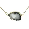 Pendentif Colliers Natural Slice Geode Druzy Stone Collier pour femmes 2022 Raw Plat Agates Irrégulière Plaqué Or Pierres Connecteur