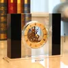 Horloges de table Classique Verre de cristal transparent Horloge décorative Golden Luxury Gear Art