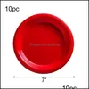 Loucaria de jantar descartável Denunha descartável Red Party Set Plate Plate Cup Tableware Decoração de aniversário Decoração do bebê Christm Dhrjm