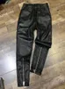 Pantaloni da donna Pelle invernale Donna Cerniera Decorazioni Caldo pile Spessa alla moda Pantaloni in PU Leggins Mujer