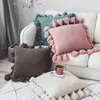 Funda de almohada tejida con borlas, Color puro, rosa, bohemio, con flecos, funda decorativa de 45x45cm para sofá del hogar, envío directo