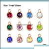 Charms Charms Bevindingen Componenten 6 Opties 12PCSlot Colorf Crystal BirthStone Diy Accessoires Sieraden Making voor armband oorring K OTFHC