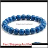 Beaded Strands High Quality Blue White Green Red Natural Turquoises Stone Bracelet Homme Femme Charms 8Mm Men Strand Beads Yoga Bra Otmd9