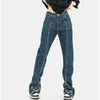 Jeans masculin jeans High Street Casual Men's Men's Zipper Plaid Centing Denim Pantalons rétro Réflagping Labinet Loug Laig Streetwear Streetwear Spring T221102