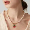 Anhänger Halsketten ZMZY Böhmen Perlen Rote Kirsche Halskette Für Frauen Nette Handgemachte Süßwasser Perle Perle Chokers Boho Schmuck