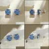 Серьги хип -хоп -каменные серьги с синим хрустальным цирконом маленькая мода Sier Color Wedding для женщин панк -ювелирные изделия доставка 2022 Dhurt