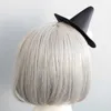 Halloween Witch Hair Accessories White Fur Ball & Black Ghost Fascinator Hats Festival Headbands Cosplay