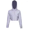 Giacche da donna Casual da donna riflettente con cappuccio con coulisse cuciture Top Street Running Flash camicetta giacca sportiva