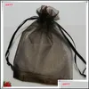 Decoração de festa 100pcs 7x9 cm Organza Sheer Grede Józes Bolsas de Józes Pacotes Dable Wedding Gift Sachet 5Zsh312 Drop Delivery 2022 Home 4943904