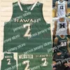 College-Basketball trägt individuelle Hawaii-College-Basketball-Trikots: 3 Eddie Stansberry, 1 Drew Buggs, 32 Samuta Avea, 2 Webster