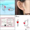 Stud Stud Forewe 925 Sterling Sier Boucle D'oreille Avec Cristal Cz Rouge Émail Minuscule Coeur Boucles D'oreilles Pour Femmes Filles Mode Mignon Bijoux Cadeau Dhozn