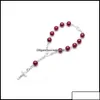 Fili di perline Fili di perline Bracciali Gioielli Vintage Perla Rosario Croce Bracciale 10 Stili Cattolico Religioso 8Mm Perline di preghiera B Ot9Hp