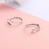 Klusterringar enkel kvinnlig vit kristall justerbar ring real 925 sterling silver engagemang söt geometri tunt bröllop för kvinnor