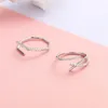 Anelli a grappolo Anello regolabile in cristallo bianco femminile semplice Anello di fidanzamento in vero argento sterling 925 Geometria carina Matrimonio sottile per le donne