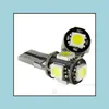 Bulbos de carro 100pcs White Wedge T10 SMD CANBUS 5SMD 5 LED CAR W5W 194 Motivo de erro Lampa leve Drop Deliver