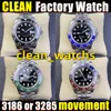 Relógios de fábrica limpa relógios masculinos 3186 ou 3285 Dois movimentos 40 mm de cerâmica vermelha e azul Batman canhoto C1239S