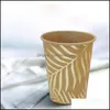 Disposable Dinnerware Disposable Dinnerware Bronzing Palm Leaf Tableware Kraft Paper Plate /Cup Happy Birthday Party Decor Adts Wedd Dhgc7