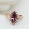 Clusterringen 2022 585 Purple Gold 14k Rose Crystal Card Dark Ruby Marquise For Women Luxury Sieraden Bruiloftgeschenk