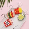 Schlüsselanhänger 20 teile/los Kreative Lebensmittel Keychain PVC Hamburger Popcorn Französisch Fries Durian Für Frauen Männer Schlüsselanhänger Auto Ring