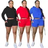 Tracksuits voor dames bovenaan vrouwen 2022 Autumn Solid Color Sweater Sports en vrijetijdshapje Round Neck TULOL TWEE PACT Suit shorts Sets