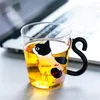 نظارات النبيذ 250 مل لطيف قطة أسود قهوة كوب كوب مجموعة القدح يدبان على شكل حليب ماء أكواب عصير الشاي كوب يابانية كاواي هدية المنزل