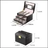 Altro colore nero scatola di imballaggio per gioielli in pelle pu con 2 ders organizer per l'archiviazione a tre strati custodie per il trasporto donne goccia cosmetica Deliv Dhpun