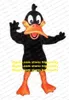 Levend mascotte kostuum zwart dobbelsteen duckling quackquack daffy eend mascotte volwassene met gelukkig gezicht oranje voeten nr. 331 gratis schip