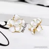 18K Gül Altın Kaplama Kamelya Çiçek Küpe Kolye Zarif Kadın Mücevherler Set Moda Broş Kolye Kolye Setleri Parti Takı Hediyesi