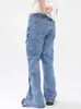 Jeans da uomo IEFB Abbigliamento da uomo Nuovo design con bottoni in metallo Jeans divisi personalizzati 2022 Pantaloni maschili di moda vintage tinta unita 9A4132 T221102