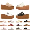 Mulheres deslizam as mulas planas Telas chinelas de verão Plataforma de praia Sandals Designer de moda de luxo Branco BEIGE SBUFF RORBORA