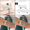 Bangle Bangle 5 PCS/ Set Sier Fashion Armband Shell Fishtail Hollove Love Bandles for Women Wedding Beach Party Friends Gift Jewelle Dhtmr