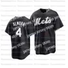 College Baseball Wears 2021 All Black Fashion and Players' Weekend baseball jersey NewYork 20 Pete Alonso 48 Jacob deGrom 1 Amed Rosario 30 Michael Conforto 33