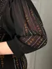 Ethnische Kleidung Schwarze Hubble-Bubble-Ärmel Diamanten Elastische Robe im marokkanischen Stil Muslimisches Abendkleid Vestidos Arabes Caftan Marroqui