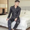 Men's Sleepwear Men Sleepwear Big Size 4XL Pyjamas Luxury Satin Long Sleeve Black Trousers for Autumn Button Down Pajama Set Silk Pajama Pant T221103